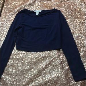 Navy blue long sleeve crop top